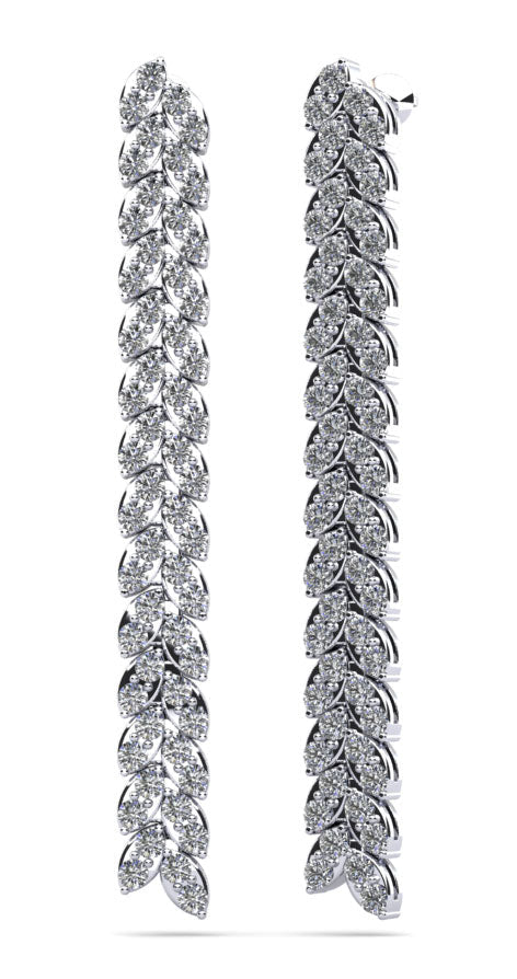 Diamond Drop Leaf Earrings Diamond with 3.36 ct.(finished) 2.5mm